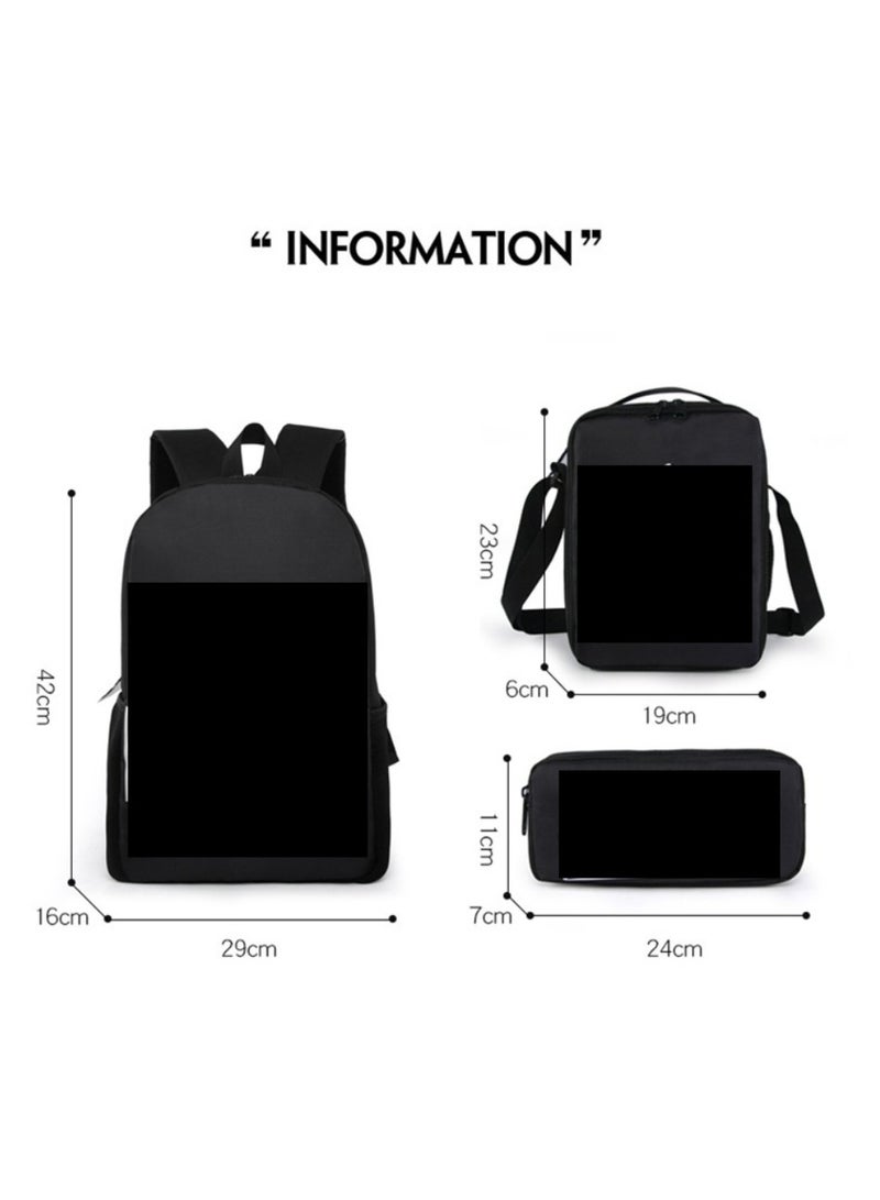 ماين كرافت حقيبة ظهر ذات طباعة رقمية ذات سعة كبيرة، مجموعة من ثلاث قطع، حقيبة غداء، حقيبة قلم، بوليستر، حقيبة ظهر مريحة لتقليل الحمل للطلاب والأطفال للجنسين - Image 2