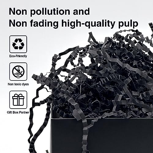 Corlcol 200g (7oz) crinkle paper filler grass Cushion Paper Streamer for Gift Box and Basket On Christmas Wedding Birthday(Black) - Image 3