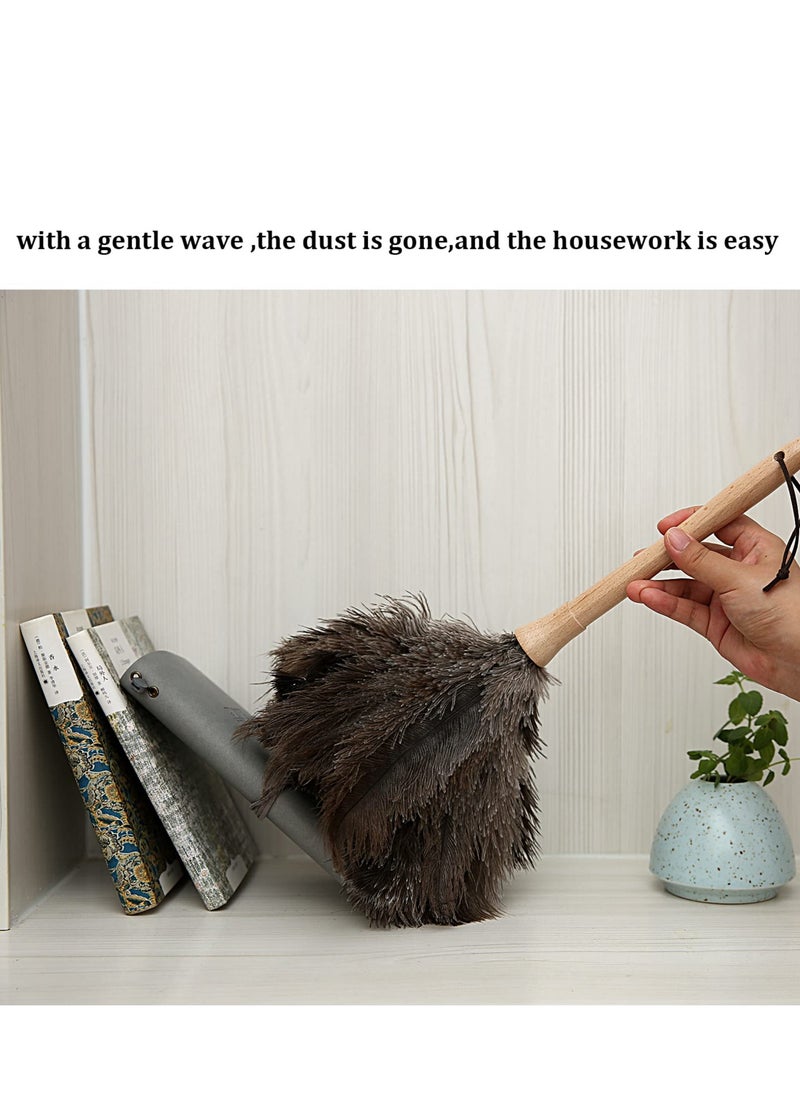 SYOSI Ostrich Feather Duster, 16 inch Fluffy Natural Genuine Ostrich Feathers with Wooden Handle and Eco-Friendly Reusable Handheld Ostrich Feather Duster for Cleaning Supplies  - Image 2
