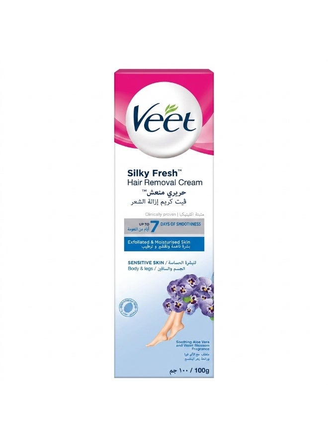 Veet Soothing Aloe Vera and Violet Blosson Fragrence Hair Removal Cream for sensitive Skin- 100gms - Image 2