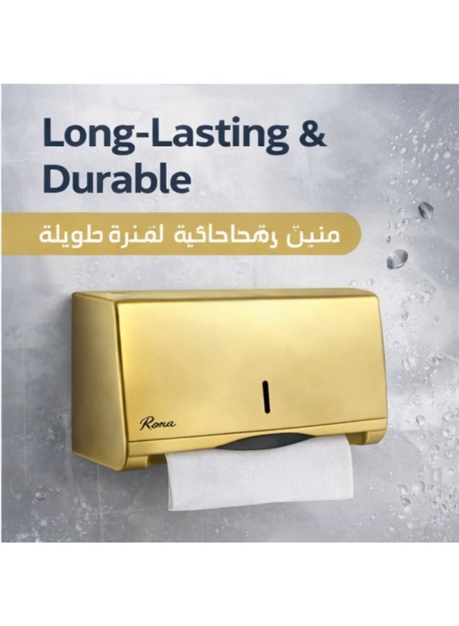 رونا موزع مناديل RONA ذهبي جداري للحمام والمطبخ حامل مناديل صحي متين سهل الاستخدام - Image 3