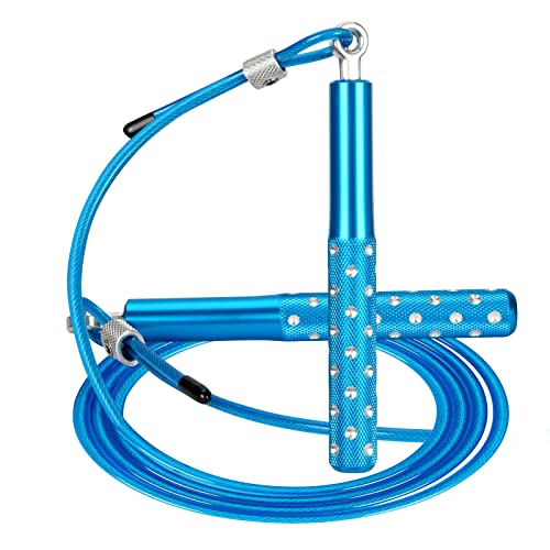 Wastou Jump Rope, Wastou Speed Jumping Rope for Training Fitness Exercise, Adjustable Adults Workout Skipping Rope for Men, Women, Kids, Girls (Blue-B) - Image 1