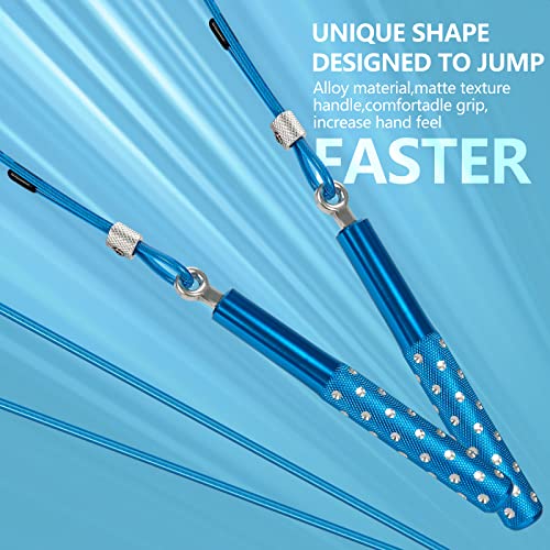 Wastou Jump Rope, Wastou Speed Jumping Rope for Training Fitness Exercise, Adjustable Adults Workout Skipping Rope for Men, Women, Kids, Girls (Blue-B) - Image 4