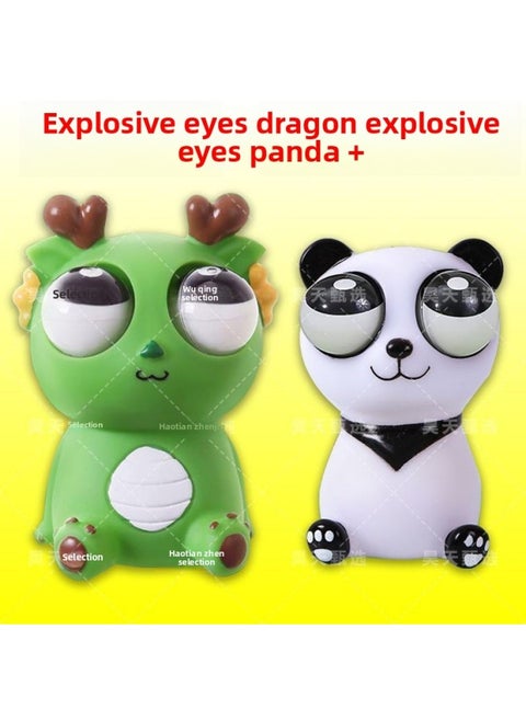 Decompression Funny Artifact For Students To Vent Kitten Funny Decompression Toy Design Creative Staring Pop-Eyed Panda Will Turn-Color:Unzip Panda + Explosive Eye Dragon (2 In Total)-Specifications:5