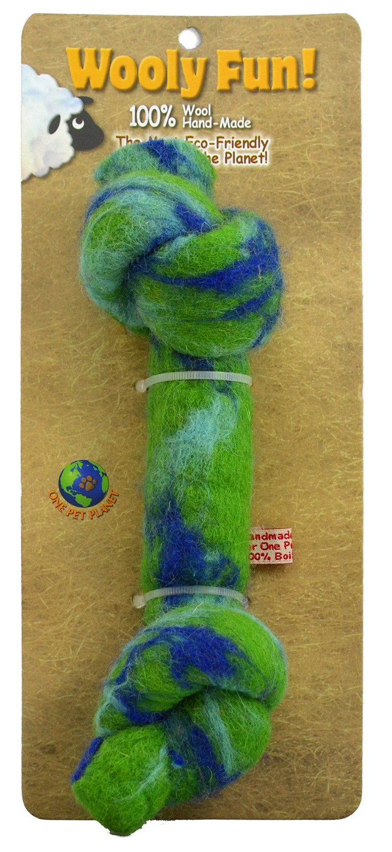 One Pet Planet Wool Knotted Bone Chew Toy 85Inch Green - Image 2