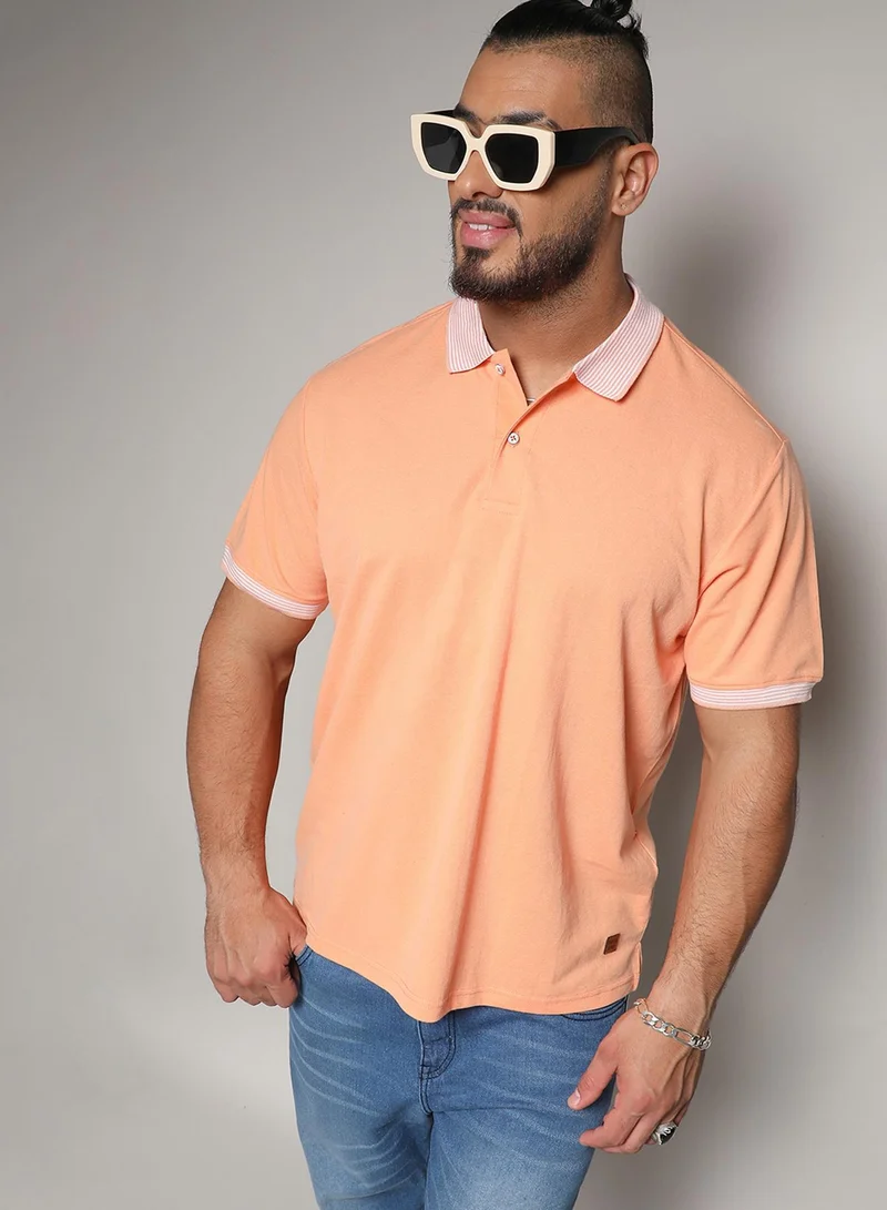 Instafab Plus Men's Solid Peach Regular Fit Casual T-Shirt