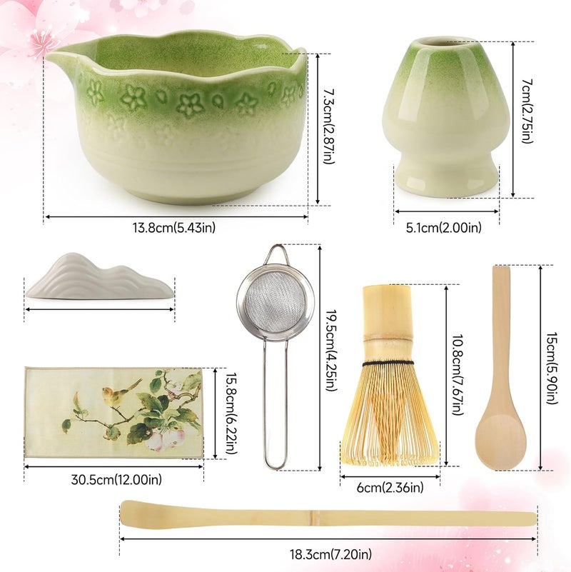 TOPSKY 8pcs Matcha Stirrer Set, Matcha Whisk Set, Matcha Bowl and Whisk set, Tea Ceremony Set for Matcha Making, Bamboo Whisk (Gradient Green) - Image 2