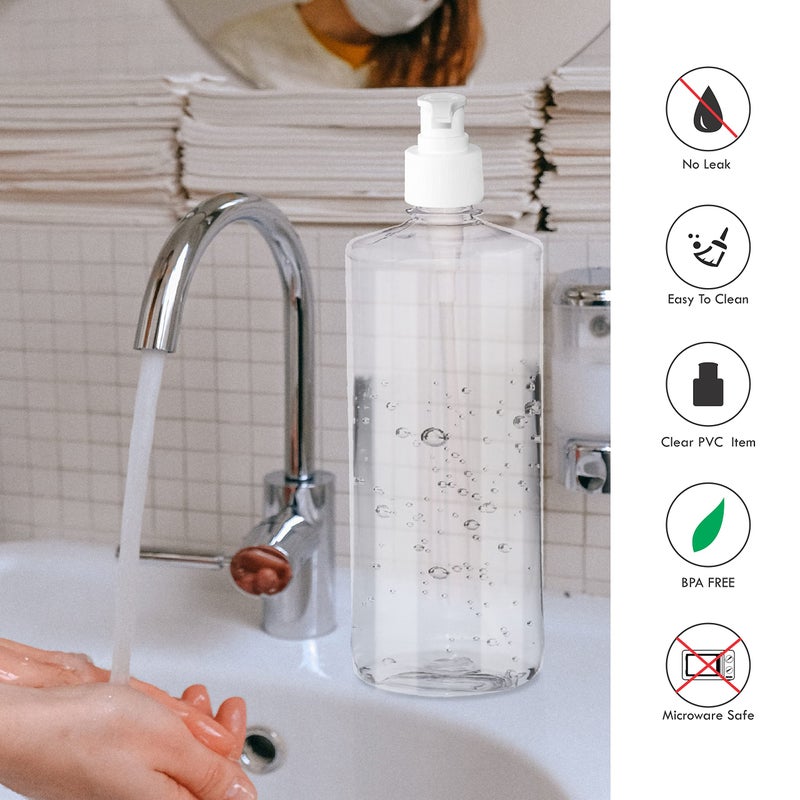 Pure Source India زجاجة PET فارغة من Pure Source India مع مضخة، موزع صابون 1000 مل - عبوة من 2 - Image 3