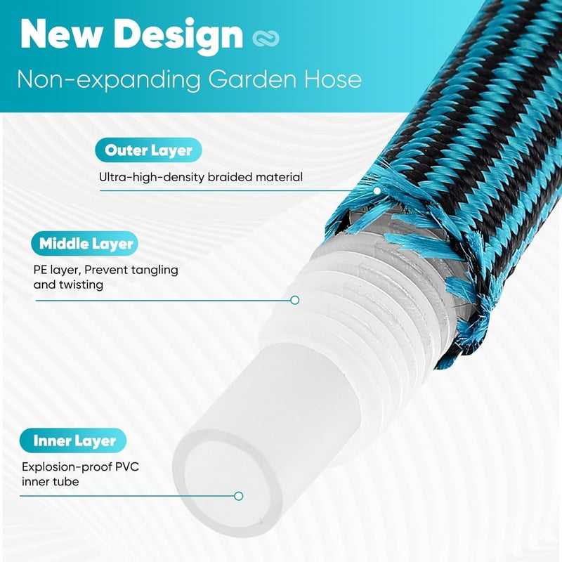 Velybrin Garden Hose 50ft, Non-Expanding Water Hose Ultra Lightweight, Kink-Free, Sturdy, Flexible, Abrasion Resistant Hose for Yard, Lawn, Outdoor, Marine and Camper - Image 2
