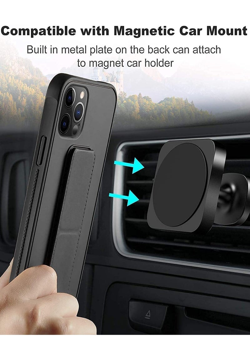 ELTRAZONE IPhone 14 Pro Case with Magnetic Foldable Back Stand and Holder, Cover with Finger Strap and Hand Grip, Magnetic Car Mount Kickstand IPhone 14 Pro (Black) - Image 5