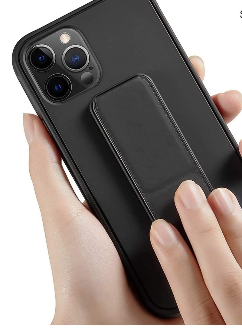 ELTRAZONE IPhone 14 Pro Case with Magnetic Foldable Back Stand and Holder, Cover with Finger Strap and Hand Grip, Magnetic Car Mount Kickstand IPhone 14 Pro (Black) - Image 2