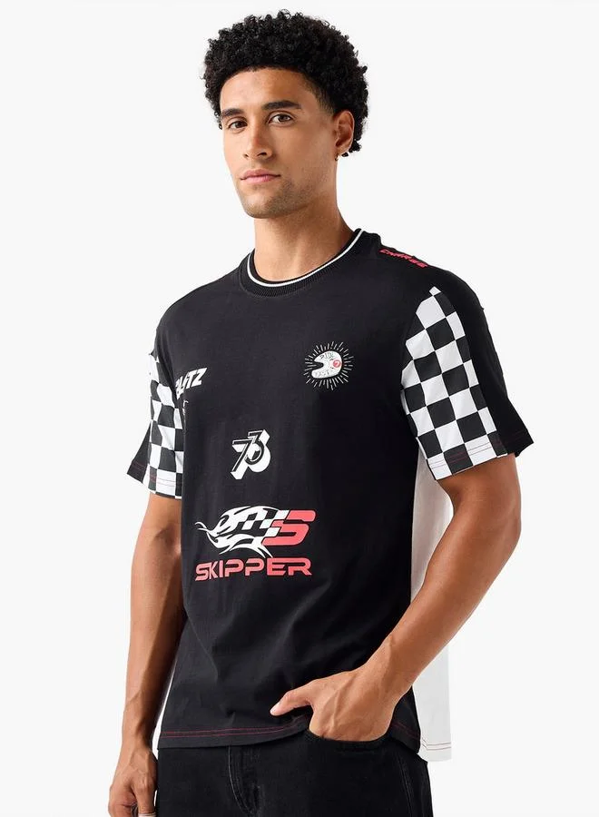 Splash FAV Men Regular Fit Crew Neck Short Sleeves Racing Print T-shirt
