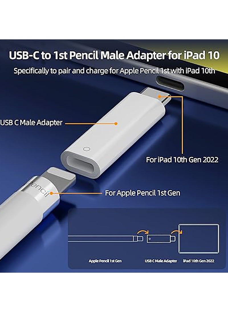 Generic - USB-C to Pencil 1st Generation Male Adapter for iPad 10th, Bluetooth Pairing and Charging for Apple Pen i Pencil Gen 1 with iPad 10 2023 Tablet USB Type C Charger to Female Lightning Connector（No OTG） - Image 1