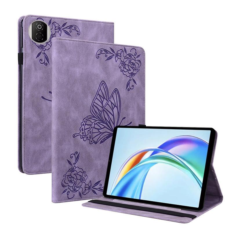 For Honor Pad X7 erfly Flower Embossed Leather Tablet Case(Purple) - Image 1