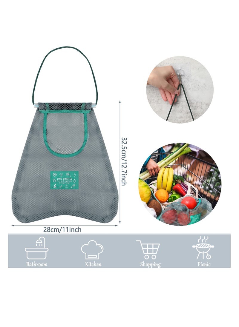 SYOSI Hanging Mesh Storage Bags, Large and Long Net Storage Tote Bags for Fruit and Vegetable Reusable and breathable Hanging Wall Type Polyester Storage Bags Vegetables and Kitchen Sundries (2Pcs)  - Image 2