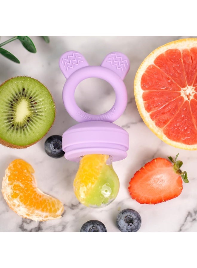 Bessentials Baby Fresh Fruit Food Feeder - 2 Pack Silicone Baby Mesh Feeders for Infant Safe Self Feeding |3 Sizes Food Pouches Included| Suitable for Baby 4m+ (Blue&Pink) - Image 5