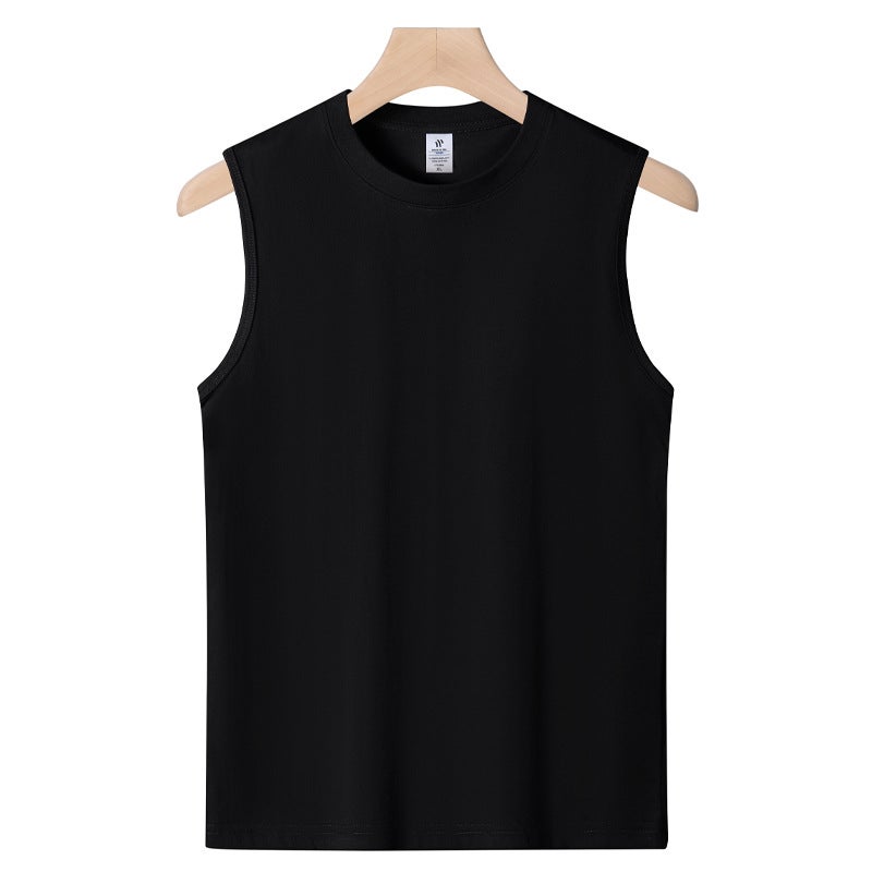 Loose American-Style Heavy Solid Color Cotton Short-Sleeved T-Shirt Men'S And Women'S Basic Oversize Drop-Shoulder Sleeveless-30Wx1000 - Image 1