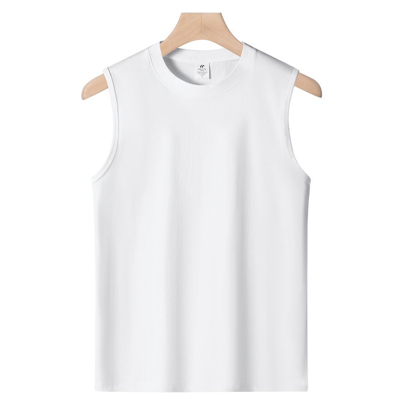 Loose American-Style Heavy Solid Color Cotton Short-Sleeved T-Shirt Men'S And Women'S Basic Oversize Drop-Shoulder Sleeveless-30Wx1000 - Image 4