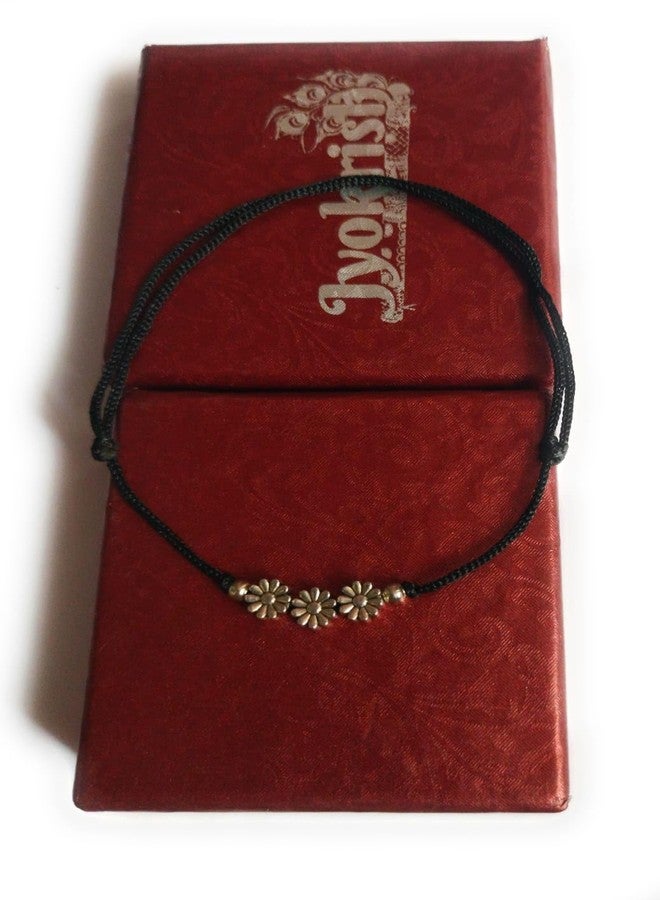 Jyokrish Handmade Adjustable Simple Black Thread Blooming Three flower twisted anklet For Women | girls | Nazariya |Payal | Nazar Battu |Free Size |Single Leg - Image 5