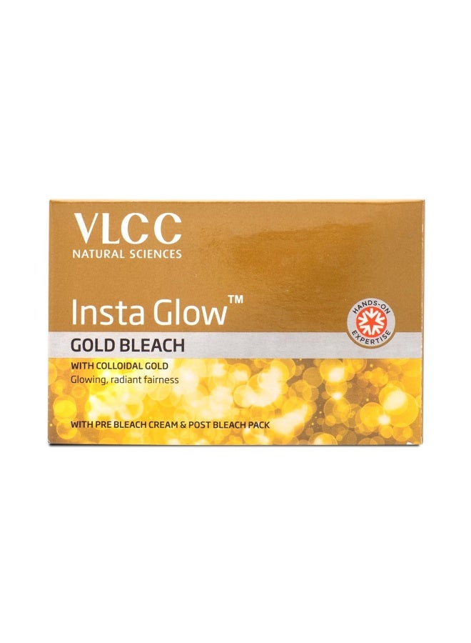 VLCC Insta Glow Gold Bleach - 402g | With Colloidal Glow For Glowing Fairness | Skin Brightening Bleach | Perfect Skin Match, Reduces Facial Hair Visibility, Brightens Complexion. - Image 1