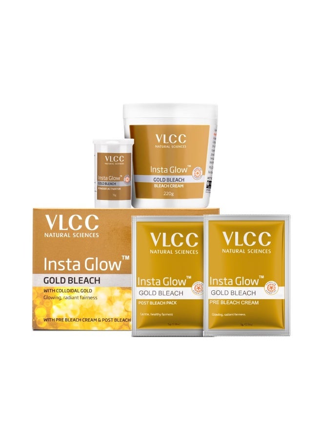 VLCC Insta Glow Gold Bleach - 402g | With Colloidal Glow For Glowing Fairness | Skin Brightening Bleach | Perfect Skin Match, Reduces Facial Hair Visibility, Brightens Complexion. - Image 4