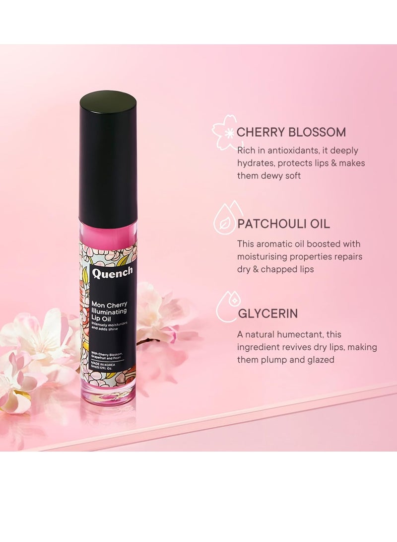 Quench Illuminating Tinted Lip Oil with Cherry Blossom and Patchouli Oil Pink  Korean Lip Balm for Plump, Glossy and Smooth Lips 5ML - Image 4