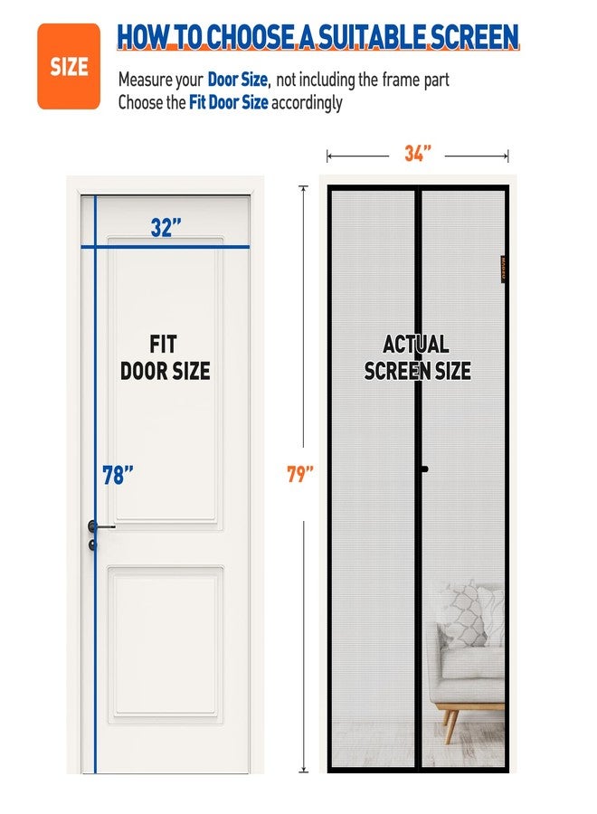 MAGZO Magnetic Screen Door, Fits Door Size 48 x 80 Inches, Actual Screen Size 50 x 81 Inches Reinforced Fiberglass Mesh Curtain for Front and Entry Entrance Mesh with Full Frame Hook & Loop, Gray - Image 2