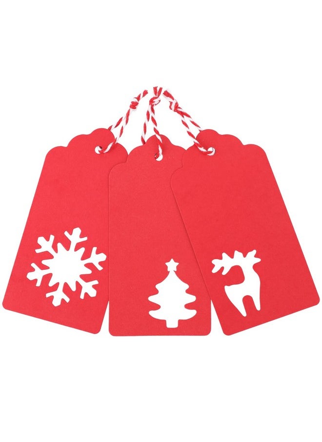 jijAcraft Christmas Gift Tags, 150Pcs Christmas Tags With String, Blank Xmas Gift Tags, Red Paper Hollow Christmas Trees, Rudolph And Snowflake Shapes Gift Tags For Christmas Presents, Diy Craft  - Image 4