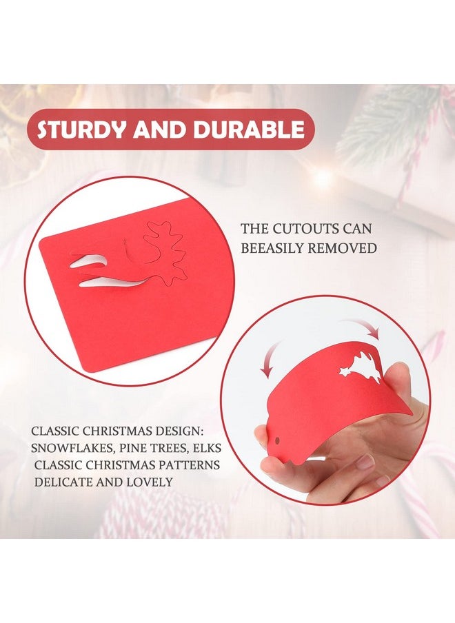 jijAcraft Christmas Gift Tags, 150Pcs Christmas Tags With String, Blank Xmas Gift Tags, Red Paper Hollow Christmas Trees, Rudolph And Snowflake Shapes Gift Tags For Christmas Presents, Diy Craft  - Image 3