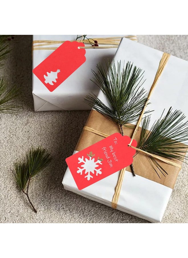 jijAcraft Christmas Gift Tags, 150Pcs Christmas Tags With String, Blank Xmas Gift Tags, Red Paper Hollow Christmas Trees, Rudolph And Snowflake Shapes Gift Tags For Christmas Presents, Diy Craft  - Image 5