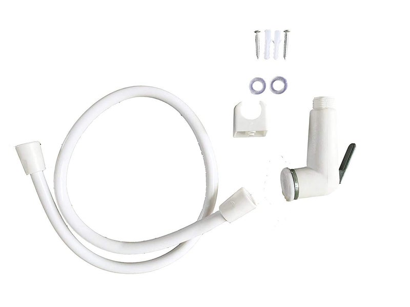 Awadh Premium Brand Plastic Health Faucet with Flexible Hose and Wall Stand White Polished Finish Free Teflon Tape for Leak Proof Installation Pack of 1 - Image 2