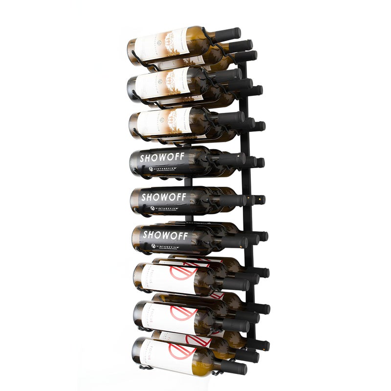 VintageView VintageView W Series Pro Wine Rack 3  Triple Depth Metal Wall Mounted Wine Rack  Modern Easy Access Wine Storage  Space Saving Wine Rack with 27 Bottle Storage Capacity  Matte Black 