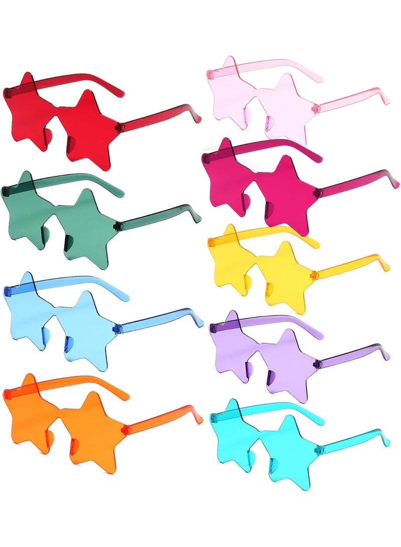 ChicAbode 9 Pack Star Sunglasses, Colorful Rimless Star Shaped Glasses, Unisex Party Favors Supplies for Beach, Pool, Outdoors, 9 Pack, Standard - Image 1