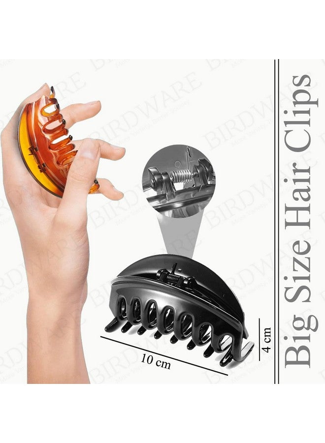 BIRDWARE Big-Size Multi Color Imported Acrylic Material Stone Butterfly hair Clips For Women (Pack of 2 Pc, Black/Shell Colour, D-Shape) | hair clutchers | hair claws - Image 3