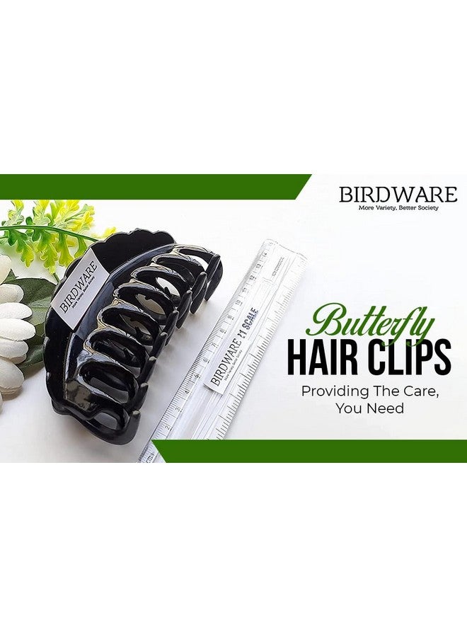 BIRDWARE Big-Size Multi Color Imported Acrylic Material Stone Butterfly hair Clips For Women (Pack of 2 Pc, Black/Shell Colour, D-Shape) | hair clutchers | hair claws - Image 5