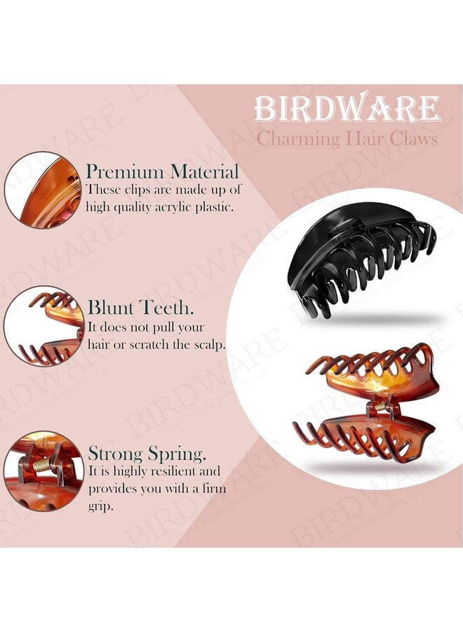 BIRDWARE Big-Size Multi Color Imported Acrylic Material Stone Butterfly hair Clips For Women (Pack of 2 Pc, Black/Shell Colour, D-Shape) | hair clutchers | hair claws - Image 4