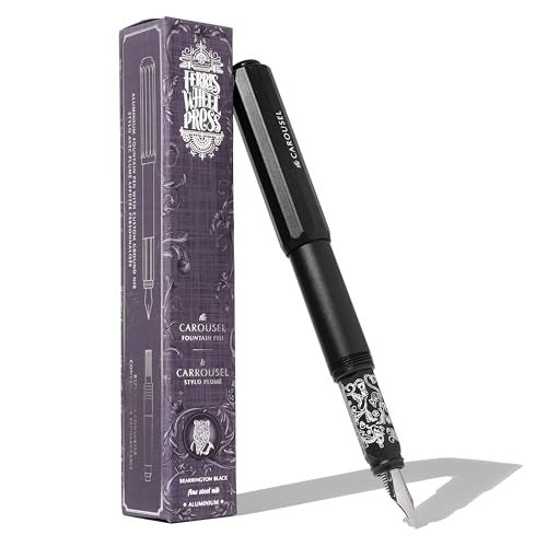 Ferris Wheel Press | Aluminum Carousel Fountain Pen | Bearrington Black | Aircraft grade aluminum body | Threaded cap with air seal system | Black | Medium - Image 1