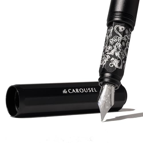 Ferris Wheel Press | Aluminum Carousel Fountain Pen | Bearrington Black | Aircraft grade aluminum body | Threaded cap with air seal system | Black | Medium - Image 2