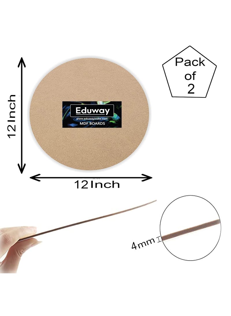 Eduway Eduway 12 Inch Round MDF Board for Mandala Lippan Resin Art Craft 4mm ThickPof 2 Premium Cardboard Material for Artists Art Craft Hard Cutout in Small and Large Sizes 25x25 cms  - Image 2