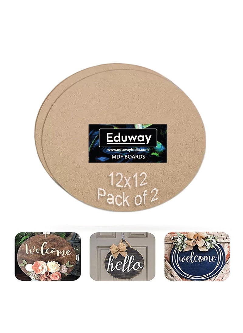 Eduway Eduway 12 Inch Round MDF Board for Mandala Lippan Resin Art Craft 4mm ThickPof 2 Premium Cardboard Material for Artists Art Craft Hard Cutout in Small and Large Sizes 25x25 cms  - Image 1