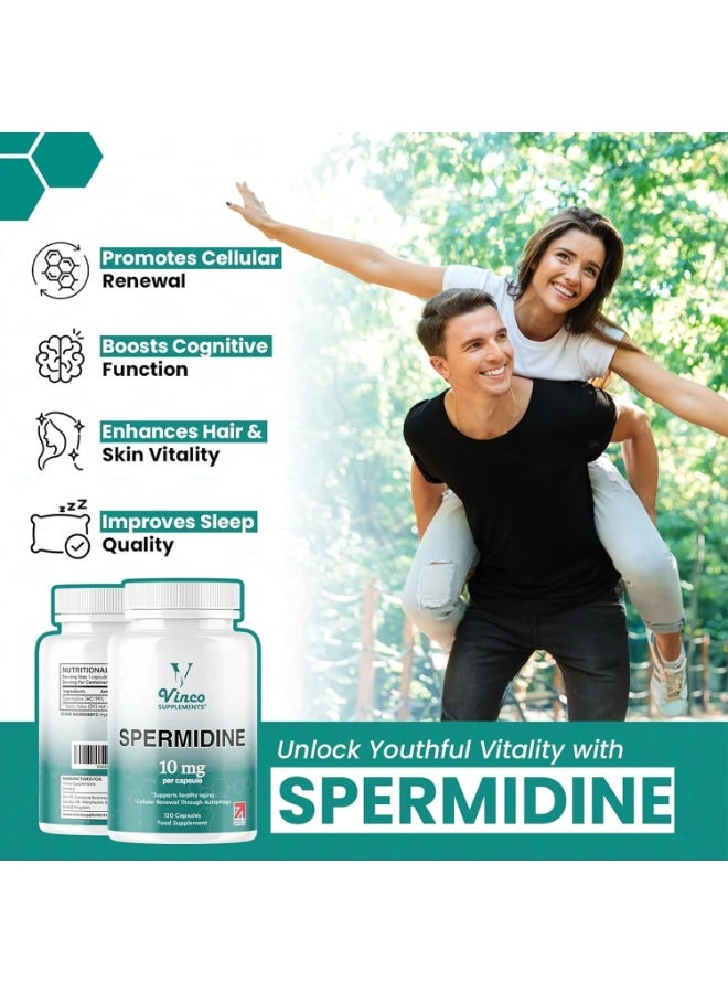 Vinco Supplements Spermidine Supplement – Supports Anti-Ageing, Cellular Renewal, Hair & Nail Health – 120 Capsules - Image 2