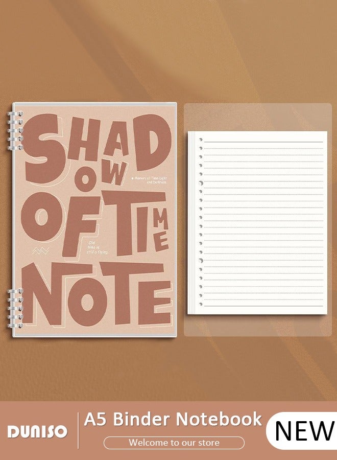 DUNISO A5 60 Pages Loose Leaf Notebook with Waterproof Case Simple Student Loose Leaf Paper Diary Round Hole Removable Loose-Leaf Notebook Business Notebook for Student Office Writing - Image 1