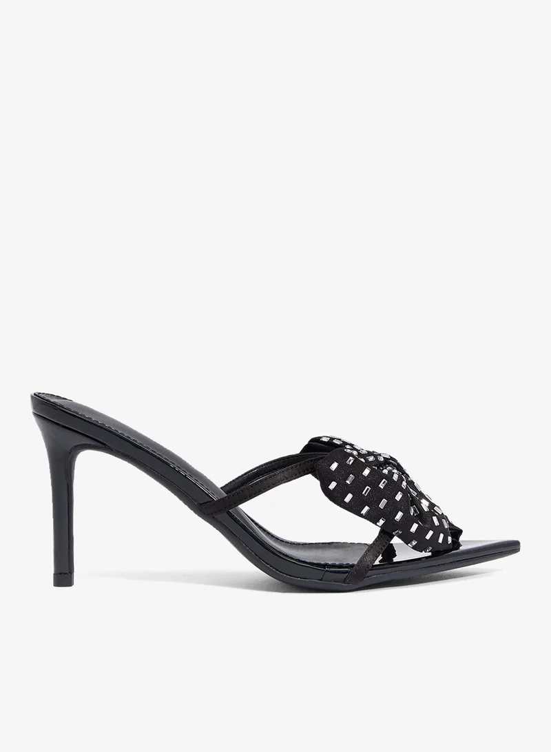 Ginger Bow Detail Rhinestone Embellished High Heel Sandals