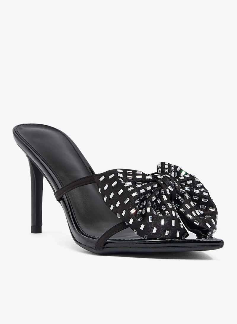 Ginger Bow Detail Rhinestone Embellished High Heel Sandals