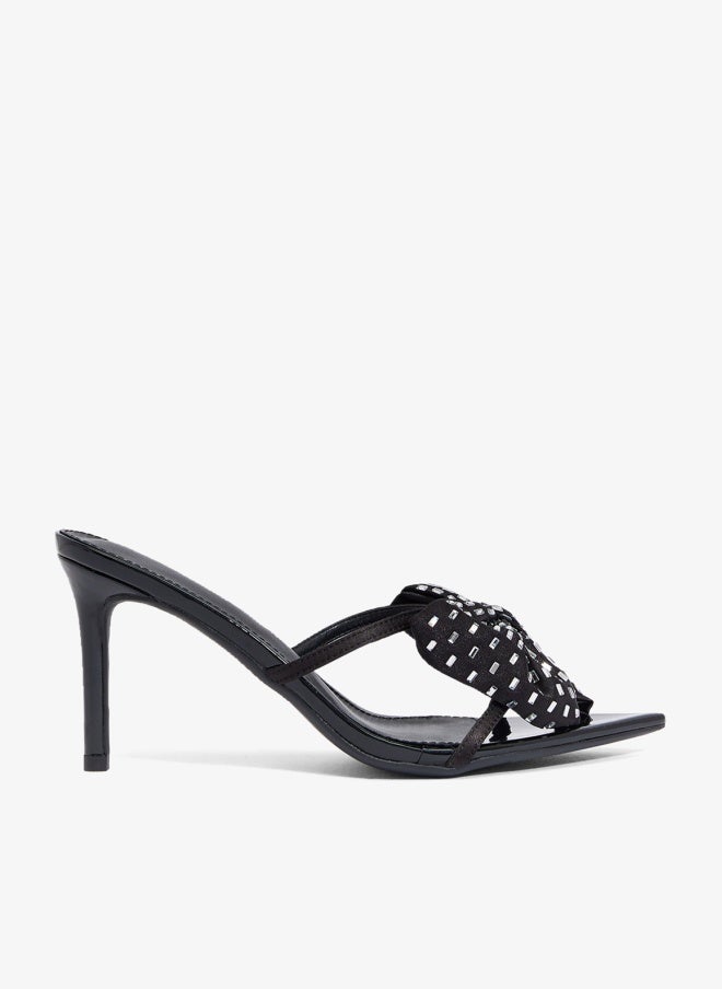 Ginger Bow Detail Rhinestone Embellished High Heel Sandals - Image 1