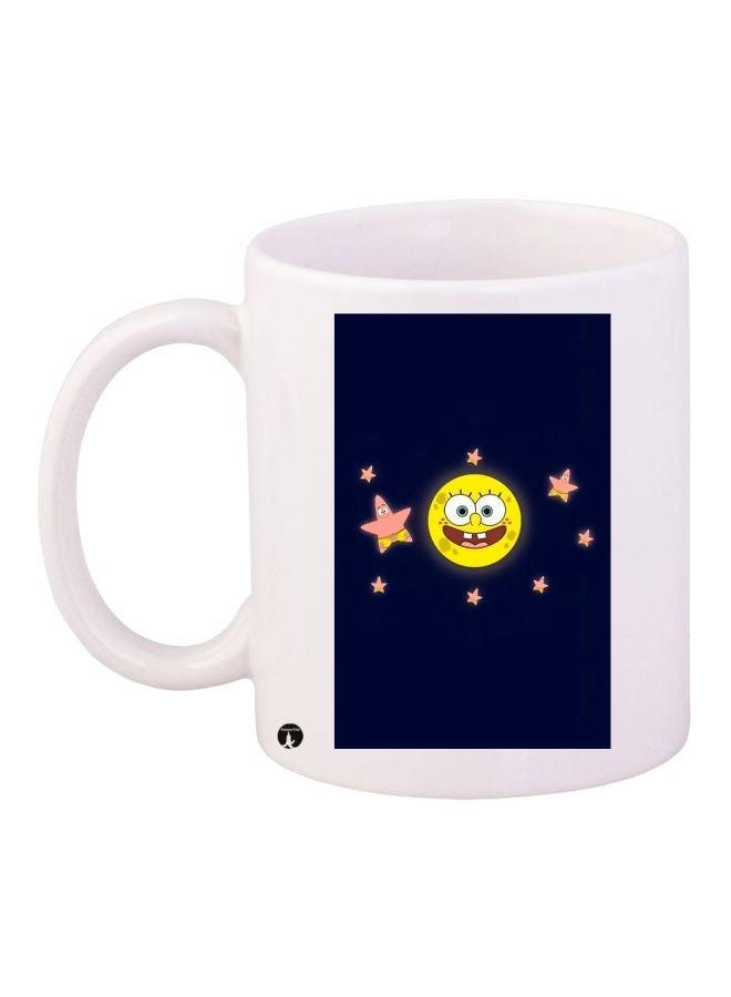 Sun And Star Printed Coffee Mug White/Blue/Yellow 11ounce