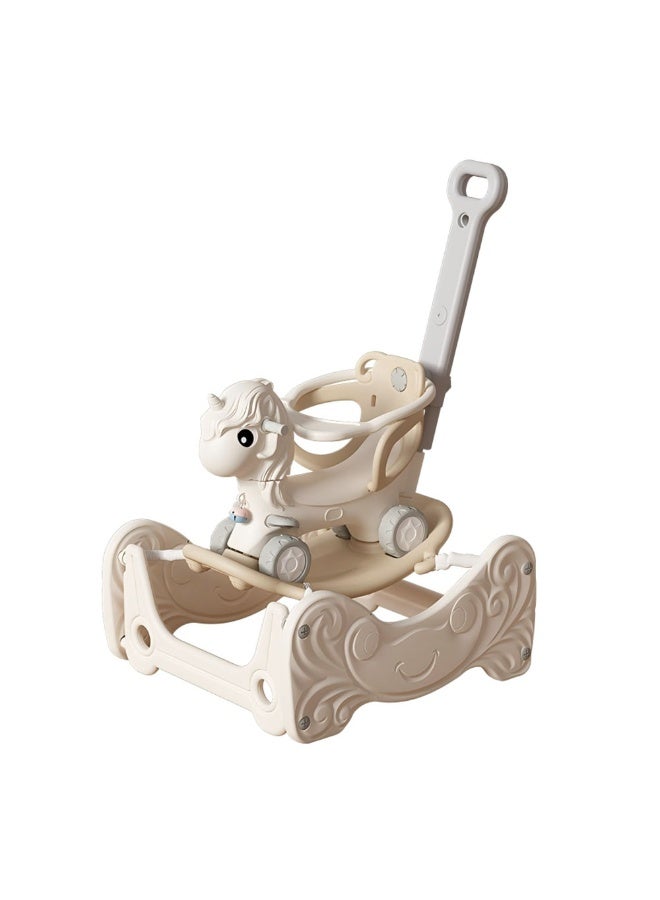فول جوي حصان هزاز مع مسند للظهر للأطفال مع لوح توازن قابل للفصل وموسيقي وترامبولين 4*1 ,80*71*100 سم - Image 3