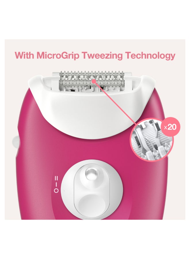 BRAUN Silk-Épil 3-420, Epilator For Long-Lasting Hair Removal, Bikini Styler, 20 Tweezers Pink - Image 2