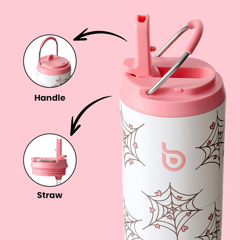 bottle bottle Insulated Stainless Steel Drinking Bottle 750 ml with Straw, Lid & Handle - Leak-Proof, BPA-Free, Double-Walled - Ideal Water Bottle for Sports, Travel & Fitness (Cupid Web) - Image 2