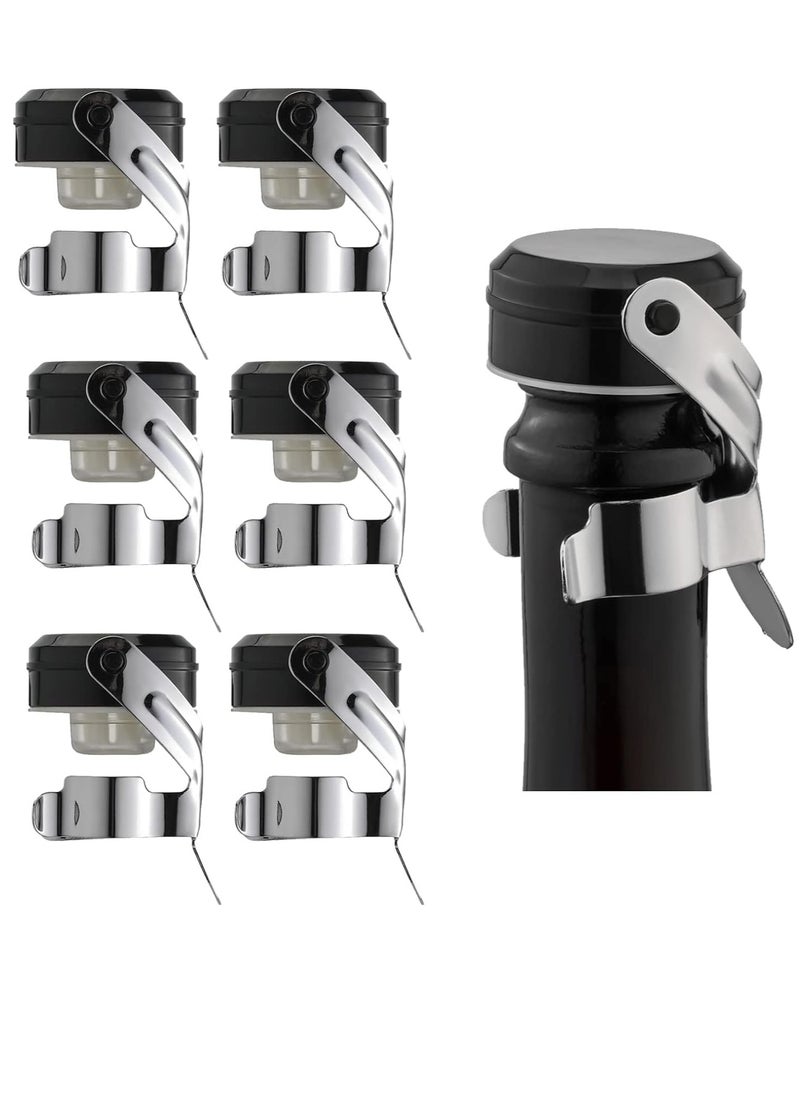 KASTWAVE - Champagne Wine Bottle Stoppers Stainless Steel with Food Grade Silicone, Leak Proof Keep Fresh Reusable Saver, Cork Suitable for Wine, Champagne, Cava, Prosecco and Sparkling 6 Pack Silver - Image 1